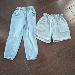 Zara Kids Light Blue Jeans and Shorts Set